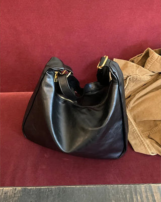 Leather stitch shoulder bag