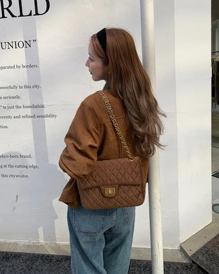 Leather color-point suede jacket