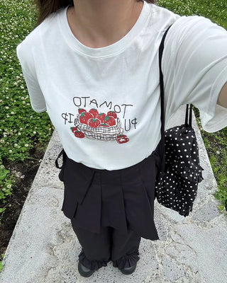 Tomato print short-sleeved T-shirt