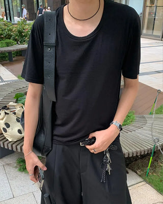 U-neck simple short-sleeved T-shirt
