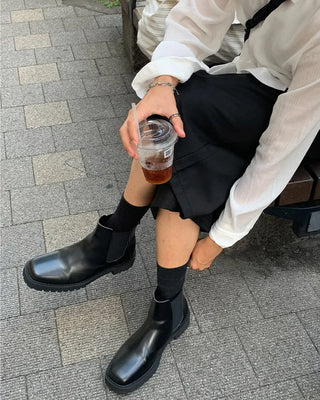 Square-line ankle boots