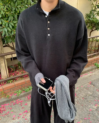 Henley neck wool knit