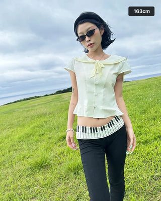 (ORIGINAL) Sailor Collar Ribbon Blouse