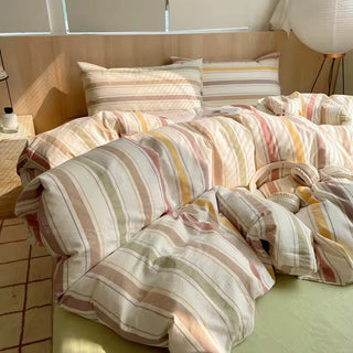 Pastel Retro Striped Duvet Cover Set