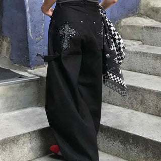 Wide Studded Cargo Pocket Cross Barrel Long Pants