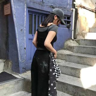 Wide Studded Cargo Pocket Cross Barrel Long Pants