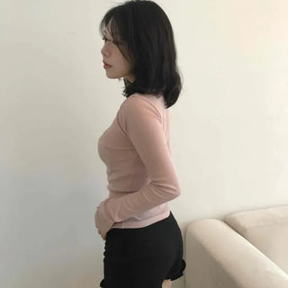 Slim Fit Plain Daily Casual Long Sleeve T-shirt
