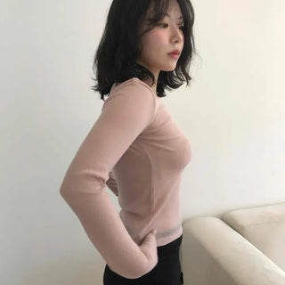 Slim Fit Plain Daily Casual Long Sleeve T-shirt