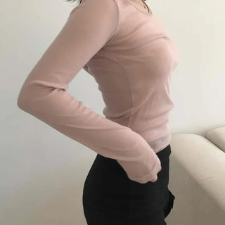 Slim Fit Plain Daily Casual Long Sleeve T-shirt