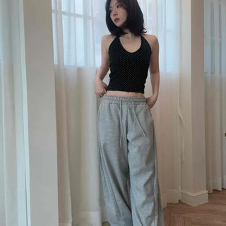 Loose Fit Plain String Wide Daily Training Bottoms