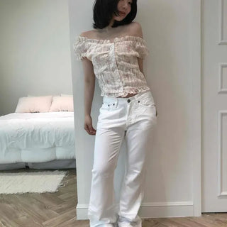 Button Bootcut Casual Long Pants