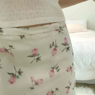 Ribbon Flower Wrap H-Line Daily Midi Skirt