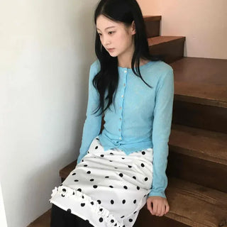 Slim Fit Plain Button-Down Long Sleeve Cardigan