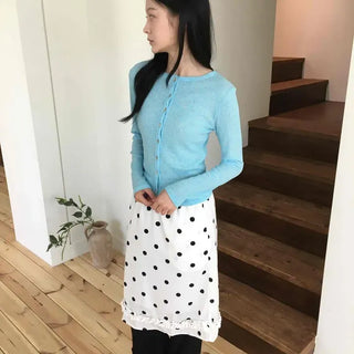 Slim Fit Plain Button-Down Long Sleeve Cardigan
