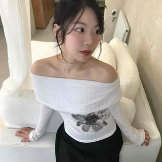 Slim Fit Floral Long Sleeve Daily T-shirt