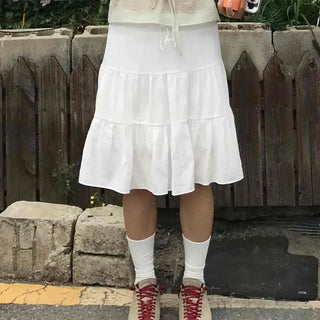 String Tiered Flare A-Line Daily Midi Skirt