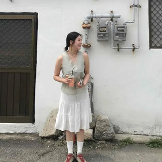 String Tiered Flare A-Line Daily Midi Skirt