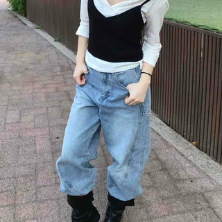 Lumo Loose Fit Washed Wide Casual Long Pants