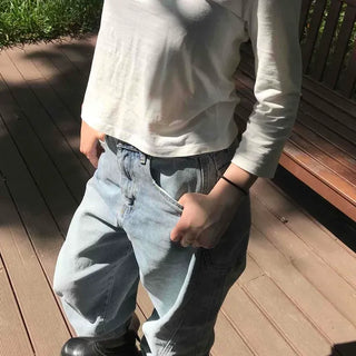 Lumo Loose Fit Washed Wide Casual Long Pants
