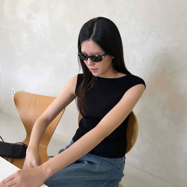 Lipin Slim Fit Plain Casual Daily Sleeveless