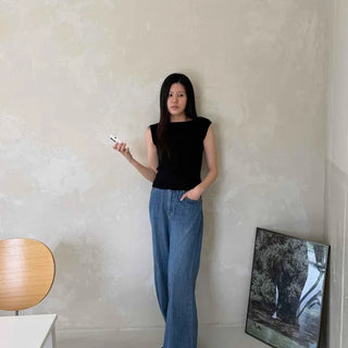 Lipin Slim Fit Plain Casual Daily Sleeveless