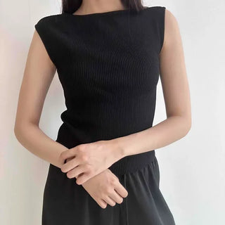 Lipin Slim Fit Plain Casual Daily Sleeveless