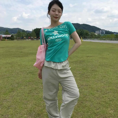 Loose Fit Cargo Pocket Straight Daily Long Pants