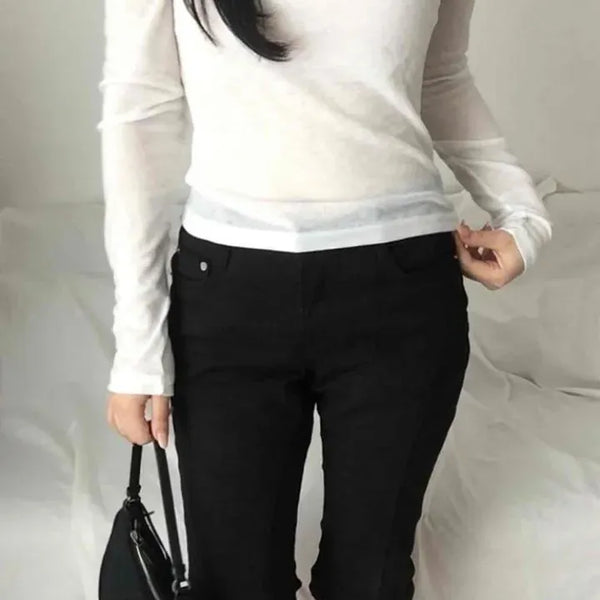 Slim Fit Plain Basic Daily Long Sleeve T-Shirt