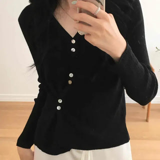 Feminine Two-Way Circle Button Cardigan