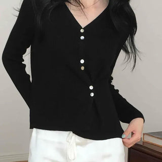 Feminine Two-Way Circle Button Cardigan