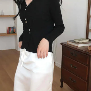 Feminine Two-Way Circle Button Cardigan