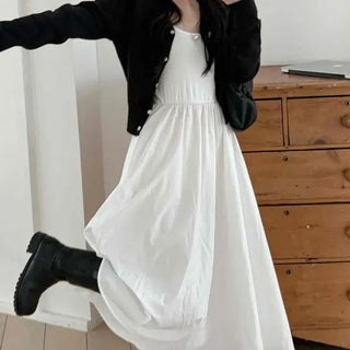 Soft Feminine Cotton Plain Long Dress