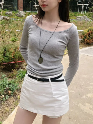 OL Basic U-Neck Long Sleeve T-Shirt