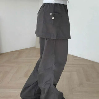 Cargo Utility Apron Layered Balloon Long Pants