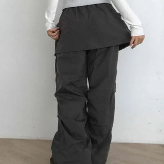 Cargo Utility Apron Layered Balloon Long Pants