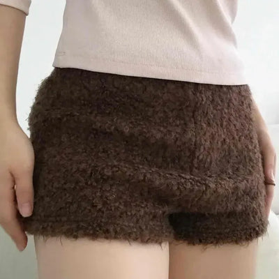 Real Sheepskin Minimal Fuzzy Shorts