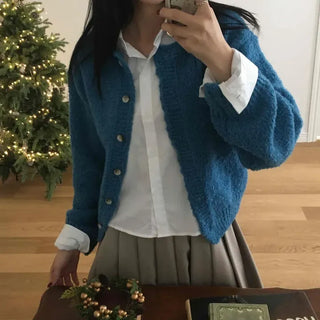 Campus Look Boucle Button Oversized Knit Cardigan