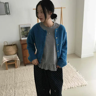 Campus Look Boucle Button Oversized Knit Cardigan