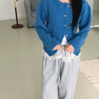 Campus Look Boucle Button Oversized Knit Cardigan