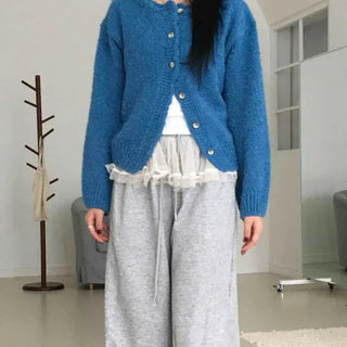 Campus Look Boucle Button Oversized Knit Cardigan