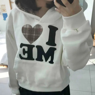 I Love Big Logo Loose Fit Fleece-Lined Hoodie