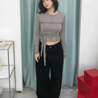Glam Strap Crop Long Sleeve Cardigan