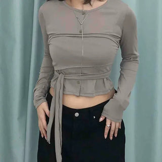 Glam Strap Crop Long Sleeve Cardigan