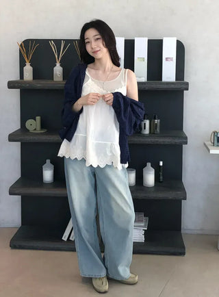 Joren Hem Lace Adjustable Sleeveless Top