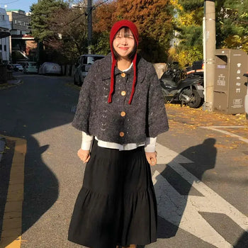 Romantic Pleated Flare Long Skirt