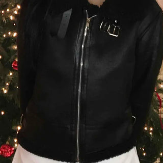 Stand Collar Faux Suede Jacket