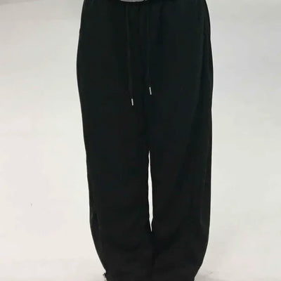 Velvet Elastic Waist Wide Loose Fit Jogger Pants