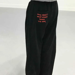 Velvet Elastic Waist Wide Loose Fit Jogger Pants