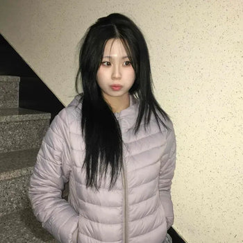 Minimal Round Neck Short Crop Lightweight Down Padded Jacket