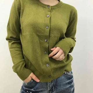 Daily Round Neck Loose Fit Button Cardigan
